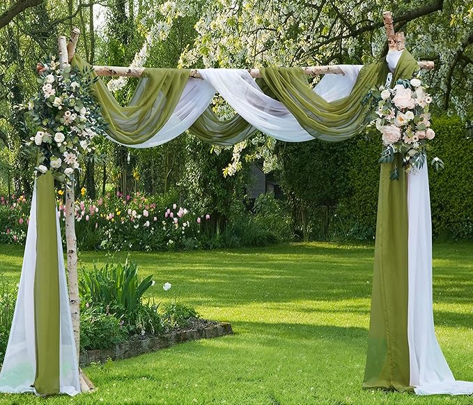 Warm Home Designs 55 x 144 Sage Green Sheer Window Scarf. AM Sage 144" | Sheer Window Scarves Valances are Great As Wedding Arch Draping Fabric, Bed Canopy Or for Decorative Project. - Image 4