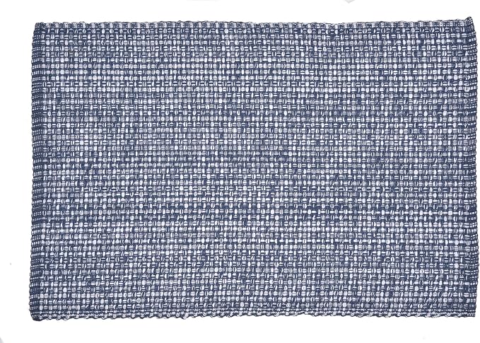 Urban Villa Two Tone Placemat Cotton Tablemat 14x20 (Set of 6) Blue White - Image 3