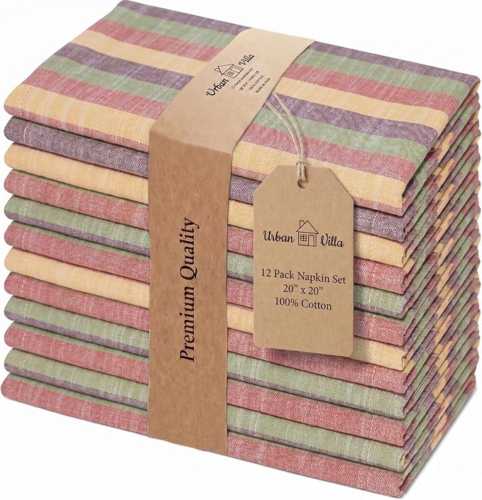 Urban Villa Cloth Napkins Cotton 20x20 (Set of 12) Harvestst Ripes by CottonTrends