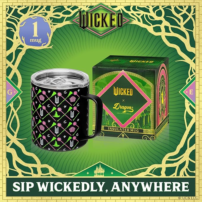 Dragon Glassware x Wicked Stainless Steel Camp Mug with Lid, 12 oz - Black | Insulated Camping Mug For Coffee, Tea, Matcha, Hot Beverages; Official Wicked Mug - Image 2