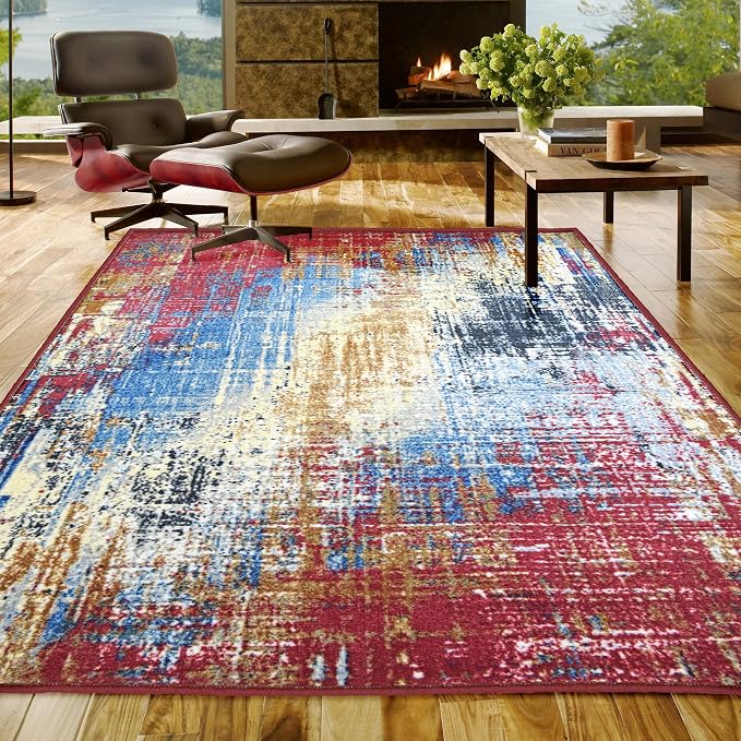 Superior Indoor Non-Slip Area Rug, Modern Home Floor Decor, Throw for Living Room, Bedroom, Office, Entryway, Kitchen, Dining, Foam Backed Rugs, Arona Collection - 10ft x 14ft, Multicolor by SUPERIOR