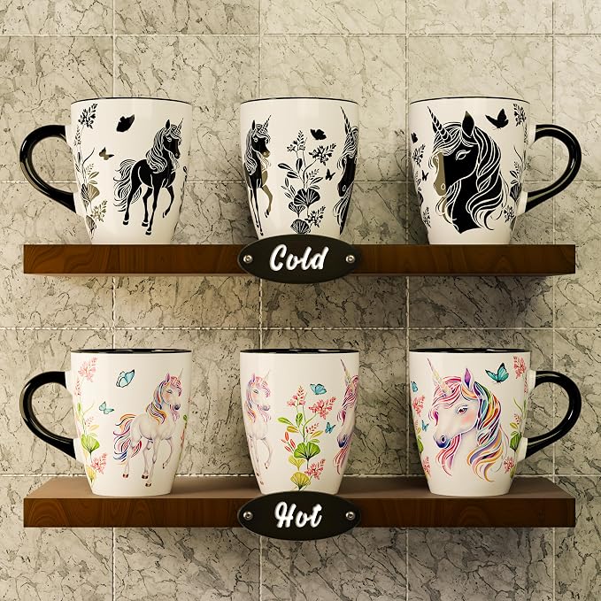 Color Changing Unicorn Coffee Mug 12oz – Heat Sensitive Ceramic Cup with Floral Reveal – Unicorn Gifts for Women, Unique Coffee Mugs, Christmas Holiday Gift, Perfect for Coffee, Tea or Cocoa - Image 2