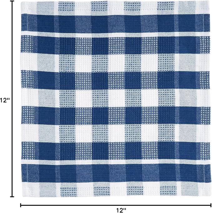 LANE LINEN 100% Cotton Kitchen Dish Cloths, Ultra Soft Absorbent Quick Drying Dish Towels, Multiweave Wash Cloths Dish Towel Sets, 12x12 Inches, 12 Pack - Navy - Image 5