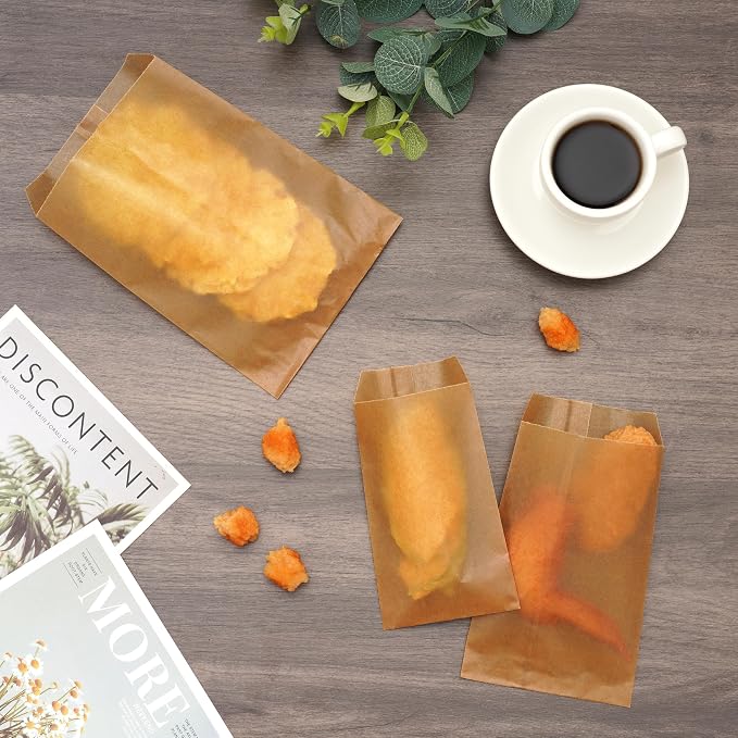 Quotidian Brown Flat Small Wax Kraft Paper Bags 3x5 in, 100 Count | Great for Party Favor Journals Craft Supplies Seeds Gifts (8 x 13.3cm) - Image 4