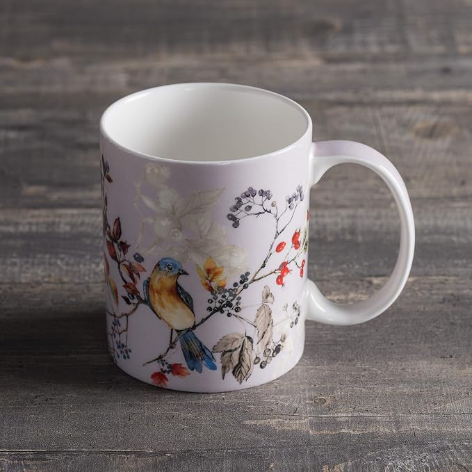 Maison d' Hermine Coffee Mug with Handles Tea Cups (12 Ounce, Pack of 1) | Fine Bone China Coffee Mugs for Hot Beverages Cappuccino Latte Home Restaurant Spring Summer -Equinoxe - Grey - Sparrows - Image 7