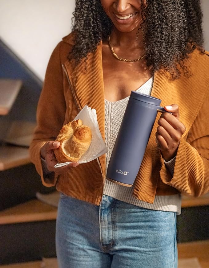 Ello Magnet 18oz Vacuum Insulated Stainless Steel Travel Mug with Side Handle and Leak-Proof Slider Lid and Built-in Coaster, Keeps Hot for 5 Hours, Perfect for Coffee or Tea, BPA-Free - Image 2