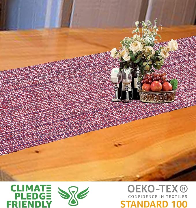 Urban Villa Two Tone Table Runner Cotton Quality 14x72 Red/Blue/White - Image 2