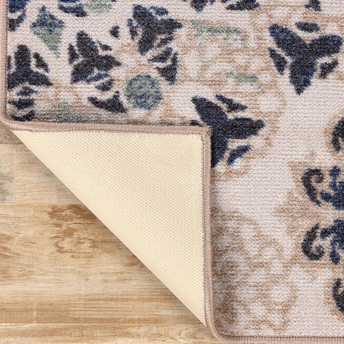 Superior Washable Indoor Area Rug, for Dining, Kitchen, Office, Modern Floor Decor, Soft Aesthetic Rugs, Medallion Damask Indoor Rugs, Thalia Collection, 2' 7" x 8', Cream - Image 4