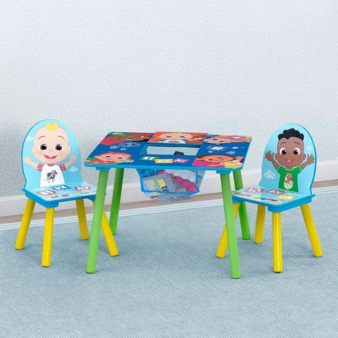 Delta Children Kids Table and Chair Set with Storage (2 Chairs Included) - Greenguard Gold Certified - Ideal for Arts & Crafts, Snack Time, Homeschooling, Homework & More, CoComelon - Image 2