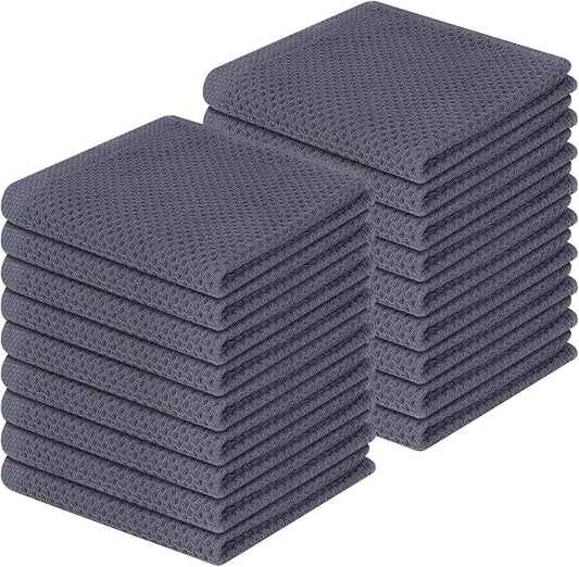 Homaxy 100% Cotton Waffle Weave Kitchen Dish Cloths 18-Pack, Dark Grey | 12 x 12 Inches, Ultra Soft Absorbent Dish Towels, Quick Drying Dish Rags with Hanging Loop by Homaxy