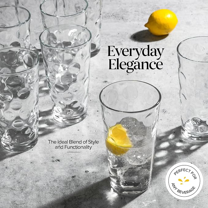 Highball Drinking Glasses Set of 10 Glass Cups by Home Essentials, 17 Oz. Glassware, for Water, Juice, Cocktails, Iced Tea - Image 8