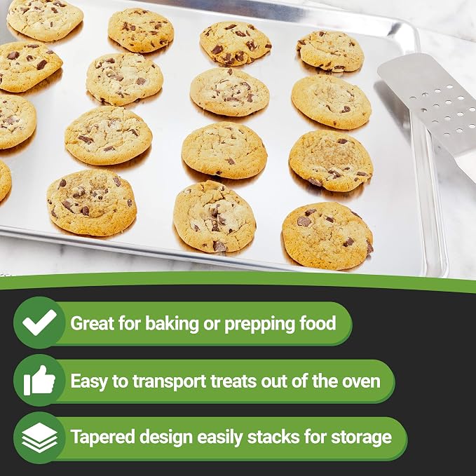 Restaurantware Met Lux 18 x 26 Inch Full Size Baking Sheet 1 Heavy-Duty Cookie Sheet - Evenly Bakes Treats Make Pastries Pizzas or Cookies Aluminum Sheet Pan For Commercial or Home Use - Image 6