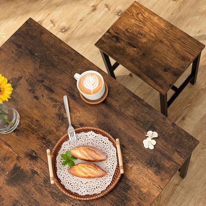 HOOBRO 3-Piece Industrial Dining Table Set, Kitchen Table, Space Saving Dinette for Kitchen, Dining Room, Small Space, Breakfast Nook, Living Room, Party, Rustic Brown and Black BF75CZ01G1 - Image 6