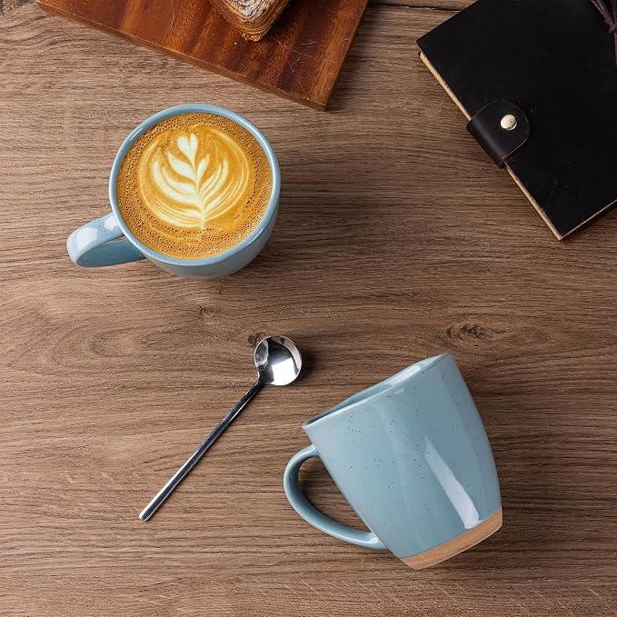 AmorArc 12oz Coffee Mugs, Ceramic Coffee Mugs set of 4 for Man, Woman, Dad, Mom, Modern Coffee Cups with handle for Latte/Cappuccino/Milk/Cocoa. Dishwasher&Microwave Safe, Blue - Image 3