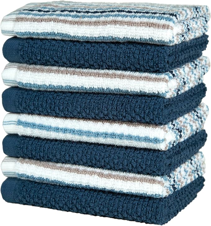 Bumble Dish Cloths 8-Pack, 100% Cotton Kitchen Towels, 12"x12" Blue | 430 GSM Soft Dish Towels for Kitchen, Highly Absorbent & Durable Kitchen Rags for Washing Dishes - Image 5
