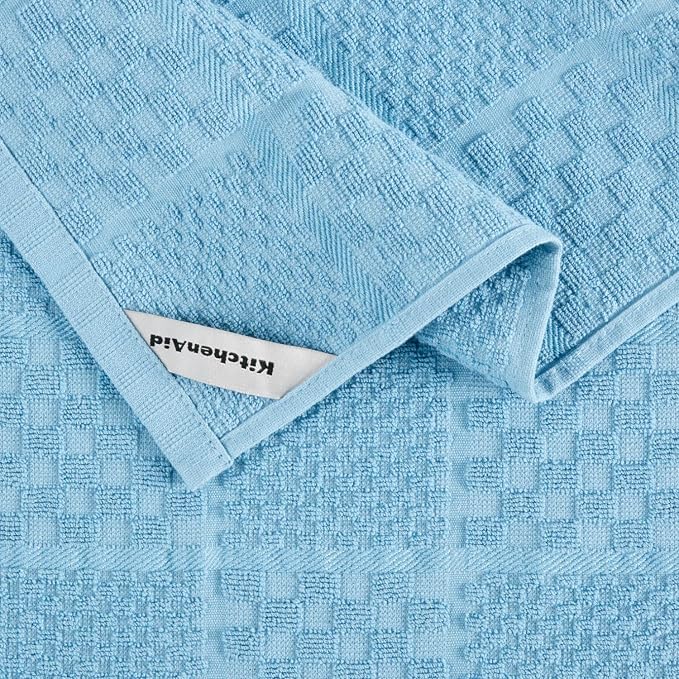 KitchenAid Quilted Cotton Terry Cloth Oven Mitt, Pot Holder, Kitchen Towel 4-Pack Set, Heat Resistant, Silicone Grip, Gift Set, Blue Velvet, 16"x26", 7"x13" & 7"x10" - Image 8
