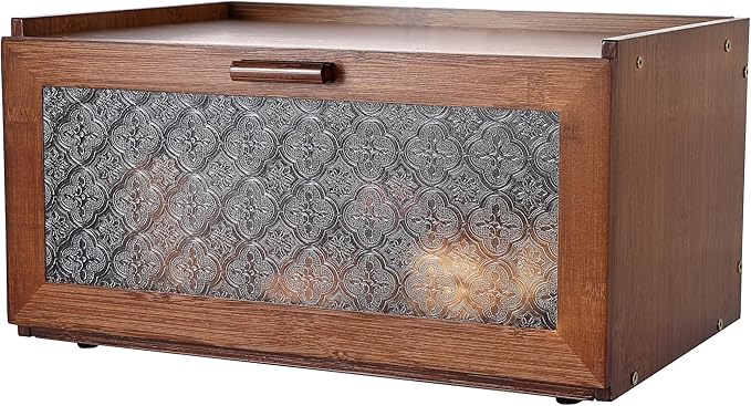 ETMI Vintage Bread Box for Kitchen Countertop - Retro Brown Bread Storage Box Breadbox by ETMI