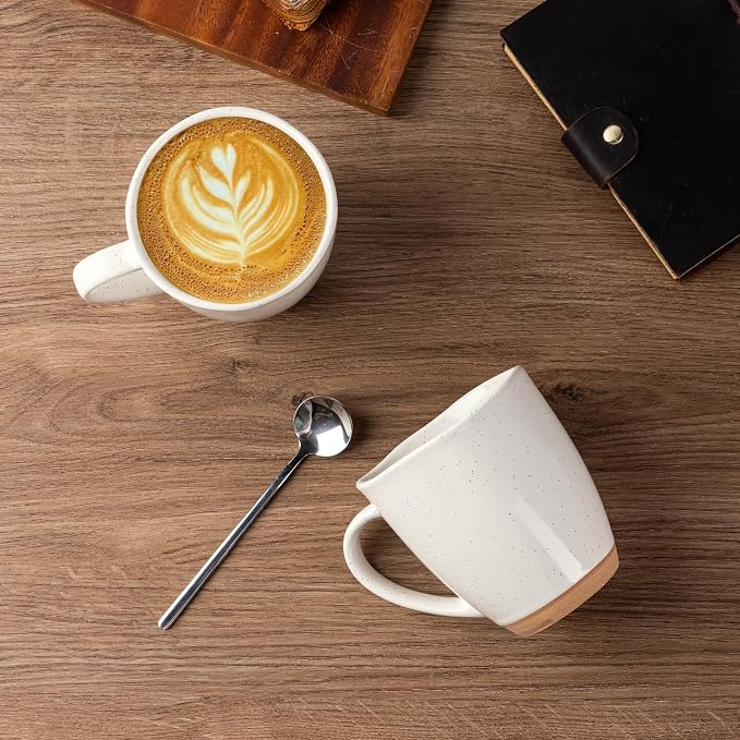 AmorArc 12oz Coffee Mugs, Ceramic Coffee Mugs set of 4 for Man, Woman, Dad, Mom, Modern Coffee Cups with handle for Latte/Cappuccino/Milk/Cocoa. Dishwasher&Microwave Safe, Light Beige - Image 3