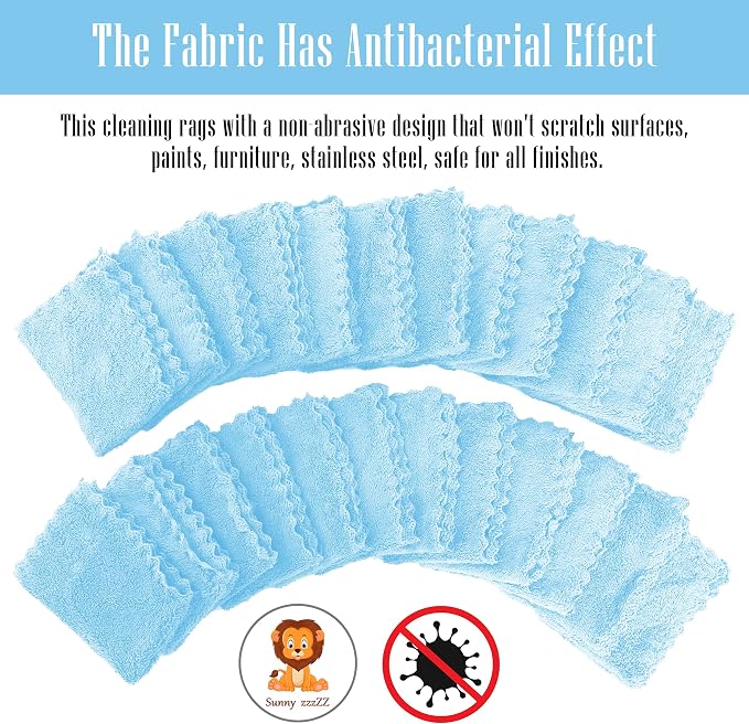 24 Pack Kitchen Dishcloths - Does Not Shed Fluff - Reusable Dish Towels, Dish cloths, Super Absorbent Coral Fleece Cleaning Cloths, Nonstick Oil Washable Fast Drying, 7 x 9 Inch (Aquamarine) - Image 3