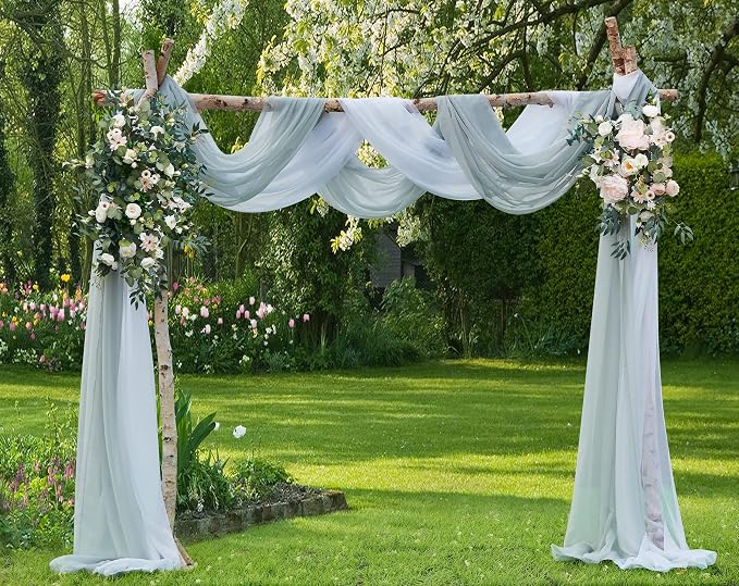 Warm Home Designs 55 x 216 Silver Sheer Window Scarf. AM Silver 216" | Extra Long Window Scarves Valances are Great As Wedding Arch Draping Fabric, Bed Canopy Or for Decorative Project. - Image 4