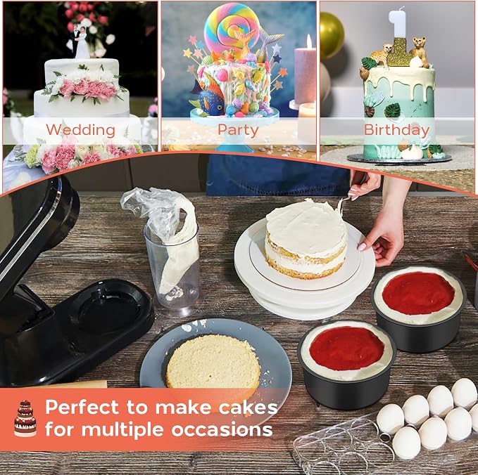 Onader Small Mini Round Cake Pan, 4 Inch Smash Cake Bake Pans Sets of 3 for Baking, Stainless Steel Baking Tins for Birthday Wedding, Nonstick - Image 6