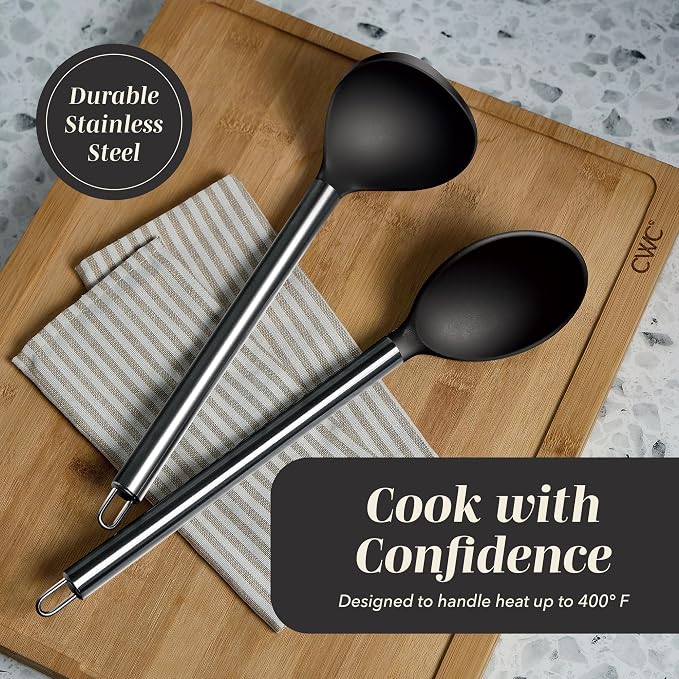 COOK WITH COLOR Silicone Cooking Utensils, Kitchen Utensil Set, Easy to Clean Silicone Kitchen Utensils, Cooking Utensils for Nonstick Cookware, Kitchen Gadgets Set, 10 Pieces, Black - Image 5