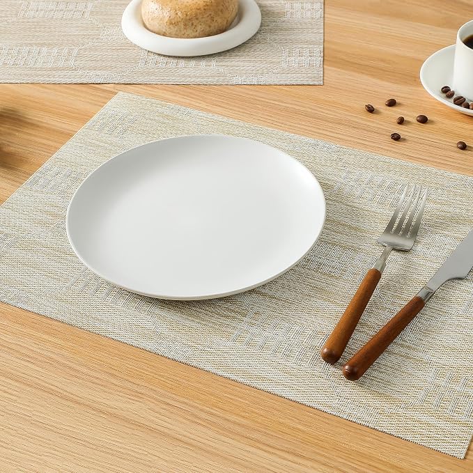 Leetaltree Wheat Placemats Set of 6 - Heat Resistant Non-Slip Place mats for Dining Table, Washable Durable PVC Vinyl Woven Table Mats（Wheat, 6） - Image 7