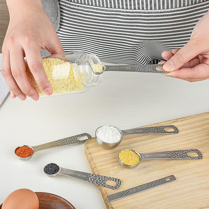 Smithcraft Measuring Cups and Spoons Set of 13, 18/8 Stainless Steel Measuring Cups&Spoons for Kitchen and Baking, Dry and Liquid Metric&US Measuring Cups Spoons with Measure Equivalents Set