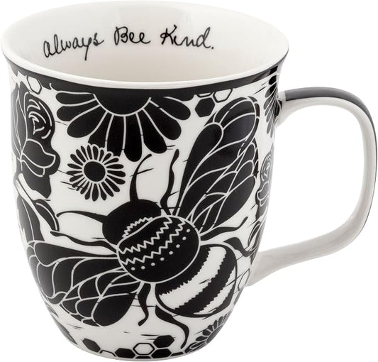 Karma Gifts 14 oz Black and White Boho Mug Bee - Cute Coffee and Tea Mug - Ceramic Coffee Mugs for Women and Men by KarmaGifts