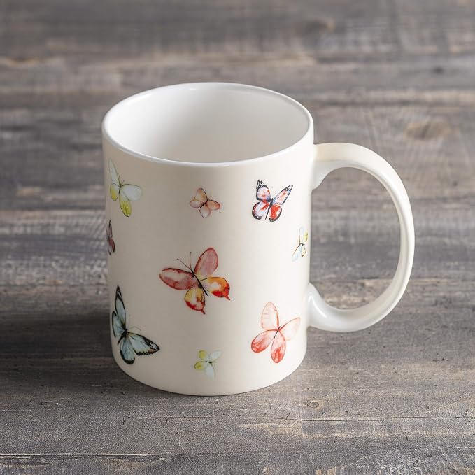 Maison d' Hermine Coffee Mug with Handles Tea Cups (12 Ounce, Pack of 1) | Fine Bone China Coffee Mugs for Hot Beverages Cappuccino Latte Home Restaurant Spring Summer -Botanical Fresh - Butterflies - Image 7