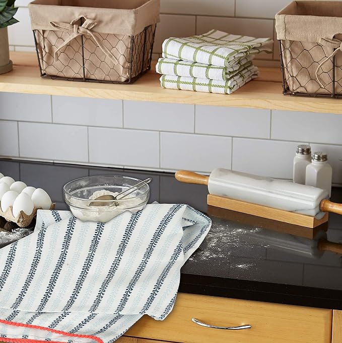 TARAN LIVING Dish Towels for Kitchen Tea Towels for Gifting Bar Towels for Kitchen Towels Hand Printed Dish Cloths - 18"x28"- Blue, Pack of 4 - Image 4