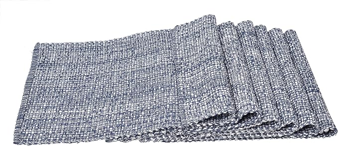 Urban Villa Two Tone Placemat Cotton Tablemat 14x20 (Set of 6) Blue White - Image 4
