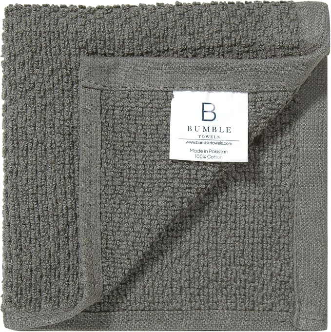 Bumble Dish Cloths 8-Pack, Cotton Kitchen Towels, 12"x12" Grey Wide Stripes | 430 GSM Soft Dish Towels for Kitchen, Highly Absorbent & Durable Kitchen Rags for Washing Dishes - Image 6