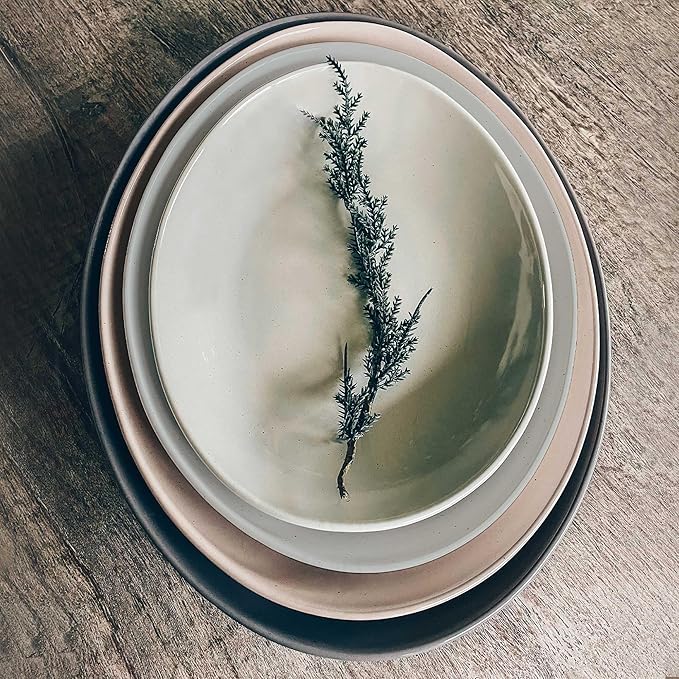 Mora Ceramic Large Serving Bowls- Set of 2 Oval Platters for Entertaining. Modern Kitchen Dishes for Dinner, Fruit, Salad, Turkey, etc. Oven, Dishwasher Safe, 55/35 oz, 13.5" / 11.8" - Neutrals - Image 6