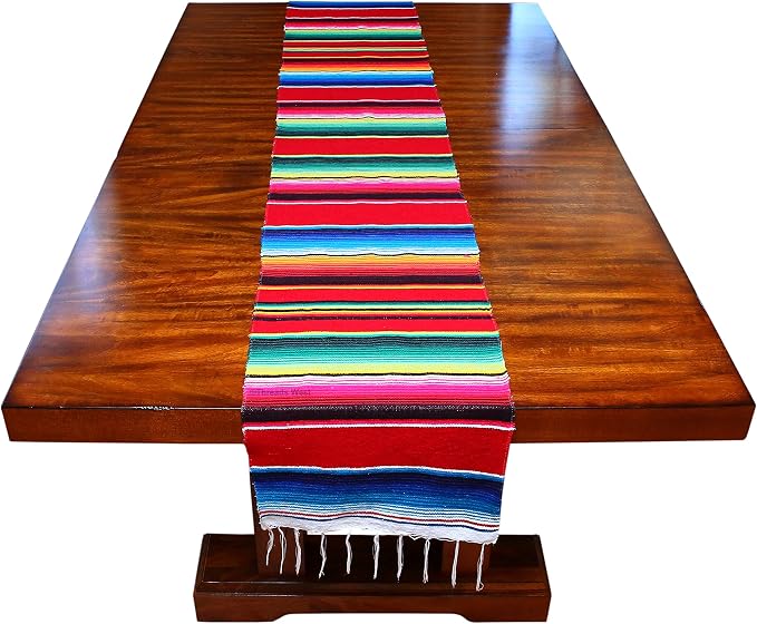 Genuine Mexican Table Runner Saltillo Serape Colorful Striped Sarape Made in Mexico Sold in Different Packs (1, Red) - Image 4