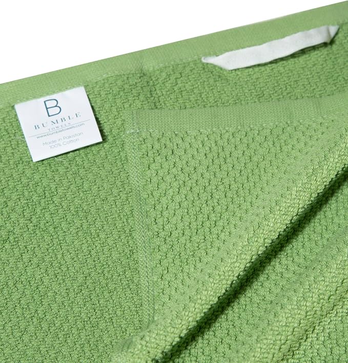 Bumble Kitchen Towels 6 Pack 100% Cotton 16"x26" - Sage Wide Stripe | 430 GSM Soft Kitchen Hand Towels with Hanging Loop, Highly Absorbent & Durable for Washing and Drying Dishes - Image 3