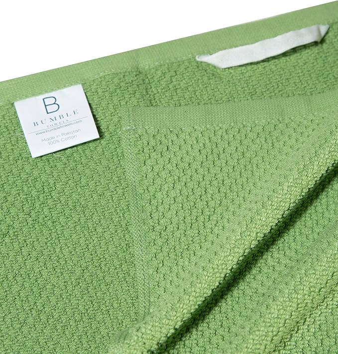 Bumble Kitchen Towels 6 Pack 100% Cotton 16"x26" - Sage | 430 GSM Soft Kitchen Hand Towels with Hanging Loop, Highly Absorbent & Durable for Washing and Drying Dishes - Image 3