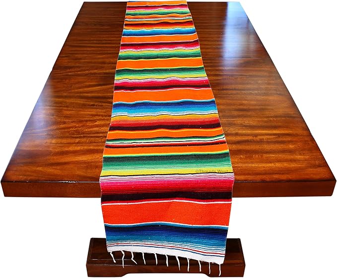 Genuine Mexican Table Runner Saltillo Serape Colorful Striped Sarape Made in Mexico Sold in Different Packs (1, Orange) - Image 4
