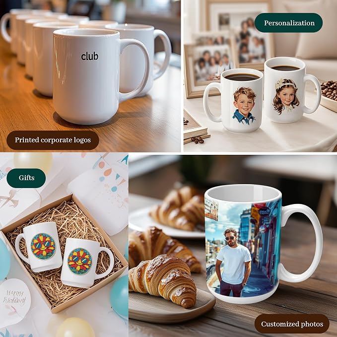 Joyclub Sublimation Mugs Blank 15 oz Coffee Mugs Bulk White Ceramic Cups with Handle Tazas Para Sublimar for Coffee Latte Tea Milk Soup DIY Gifts - Image 2