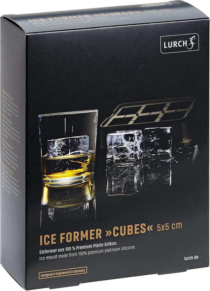 LURCH Germany ICE Former Cube - Silicone Tray for 6 Ice Cubes (2x2'') - Image 2