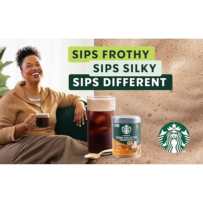 Starbucks Crema Collection Premium Instant Salted Caramel Flavored Instant Coffee, 100% Arabica Beans, 3 Tins (7.12 Oz Each)