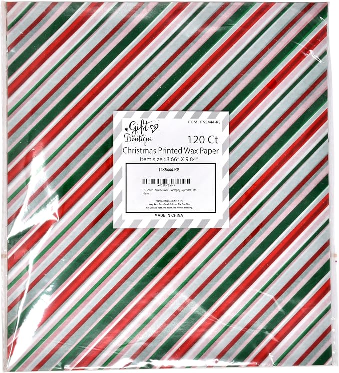 Gift Boutique 120 Sheets Christmas Wax Paper Parchment Paper | Cookie Food Liners Colored Candy Wax Baking Grease Proof Holiday Wrapping Papers for Gifts - Image 6