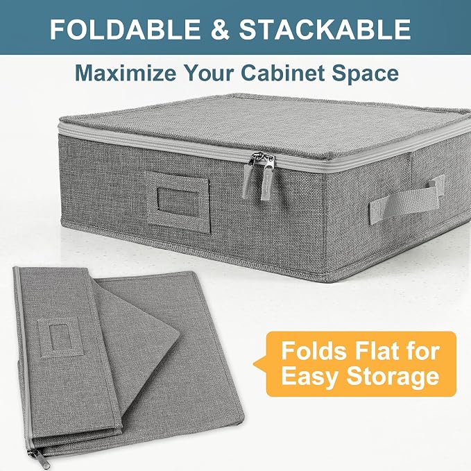 LotFancy Cup and Mug Storage Container, Hard Shell, China Coffee Mug Storage Box for Moving, with Dividers & Handles, Holds 12 Tea Cups, Grey - Image 8