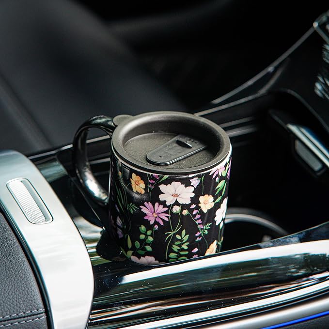 Topadorn 17oz Ceramic Travel Mug with Lid, Botanical Coffee Mug | 17oz Ceramic Travel Mug • Botanical Wildflower Design • Spill-Resistant Lid • Microwave & Dishwasher Safe • Gift Box - Image 9