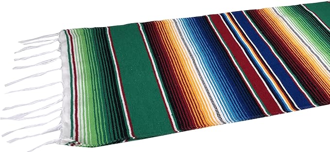 Genuine Mexican Table Runner Saltillo Serape Colorful Striped Sarape Made in Mexico Sold in Different Packs (1, Green) - Image 3