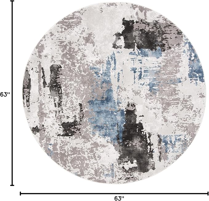 SAFAVIEH Craft Collection Area Rug - 5'3" Round, Grey & Blue, Modern Design, Non-Shedding & Easy Care, Ideal for High Traffic Areas in Living Room, Bedroom (CFT820F) - Image 2