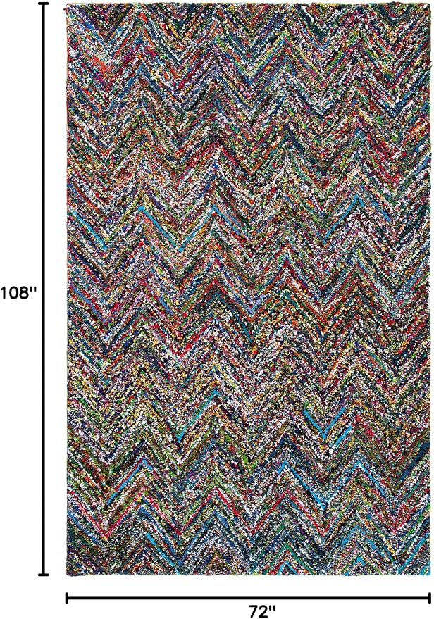 SAFAVIEH Nantucket Collection Area Rug - 6' x 9', Red & Blue & Multi, Handmade Modern Abstract Chevron Cotton, Ideal for High Traffic Areas in Living Room, Bedroom (NAN141B) - Image 2