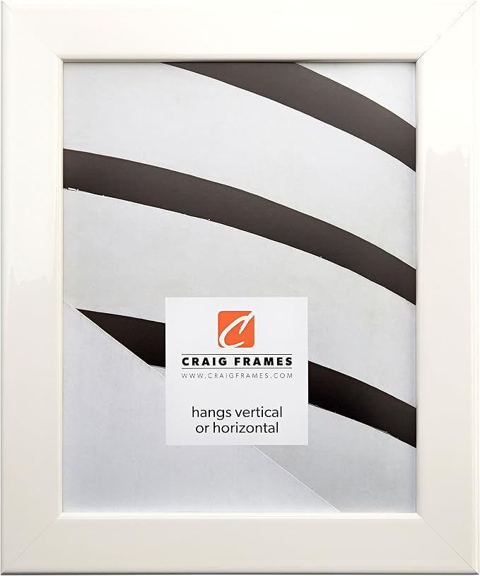 Craig Frames BW26460 4 by 10-Inch Picture Frame, Smooth Wrap Finish, 1.25-Inch Wide, Glossy White by CraigFrames