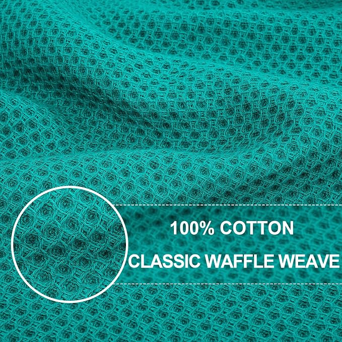 Homaxy 100% Cotton Waffle Weave Kitchen Dish Towels 6-Pack, Teal | 13 x 28 Inches, Ultra Soft Absorbent Dish Towels, Quick Drying Cleaning Towels - Image 2