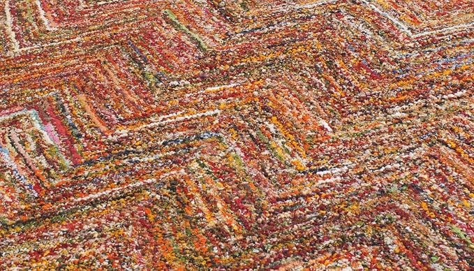 SAFAVIEH Nantucket Collection Area Rug - 9' x 12', Red & Blue & Multi, Handmade Modern Abstract Chevron Cotton, Ideal for High Traffic Areas in Living Room, Bedroom (NAN141B) - Image 8